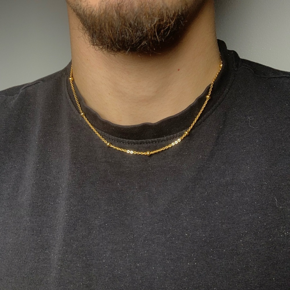Cable Chain Necklace with Beads - Picture 2 of 3